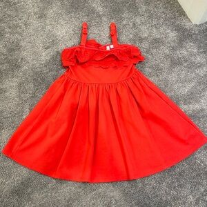 Janie and Jack girl’s red dress with bow detail on straps. Size 8.